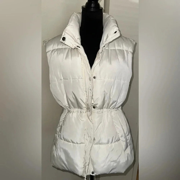 Off White Adjustable Waist Mid Length Puffer Vest - Size L - Picture 1 of 8